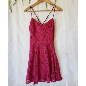 Womens Spaghetti Strap Floral Lace Dress